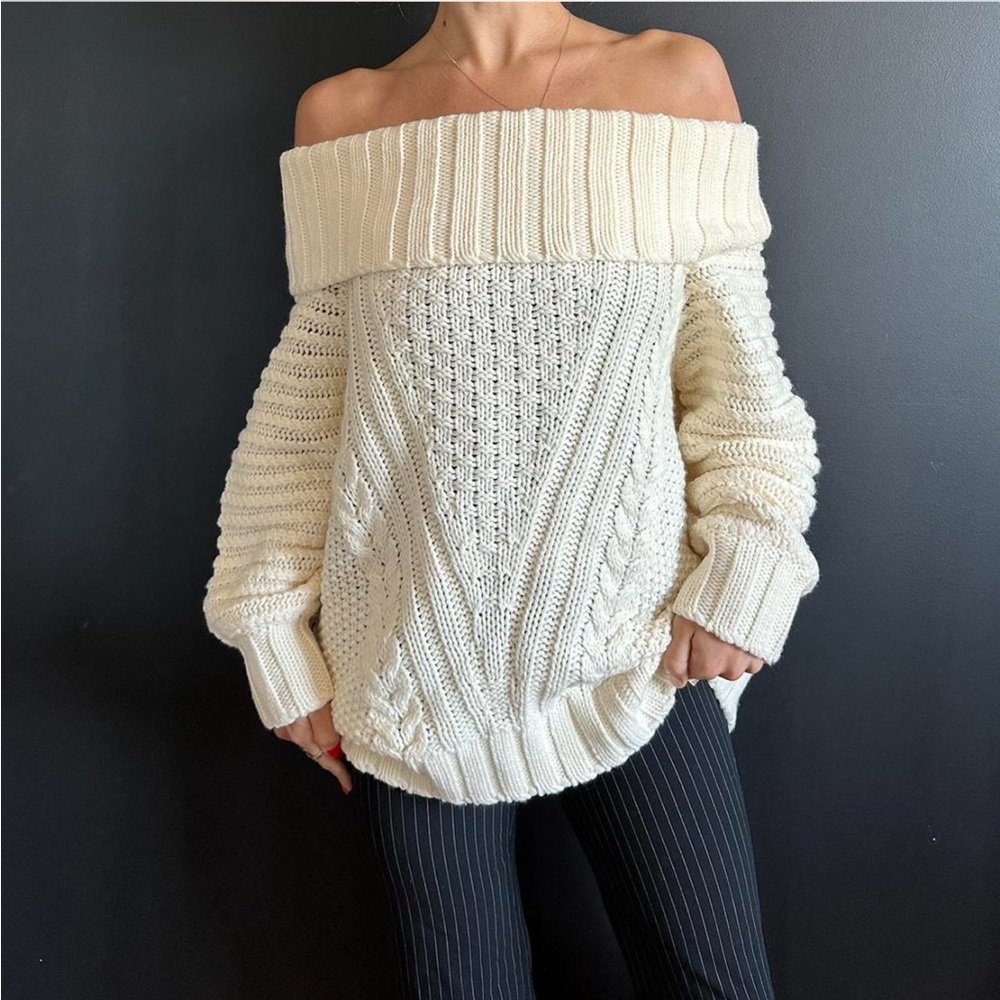 H&M Cream Off-Shoulder Sweater